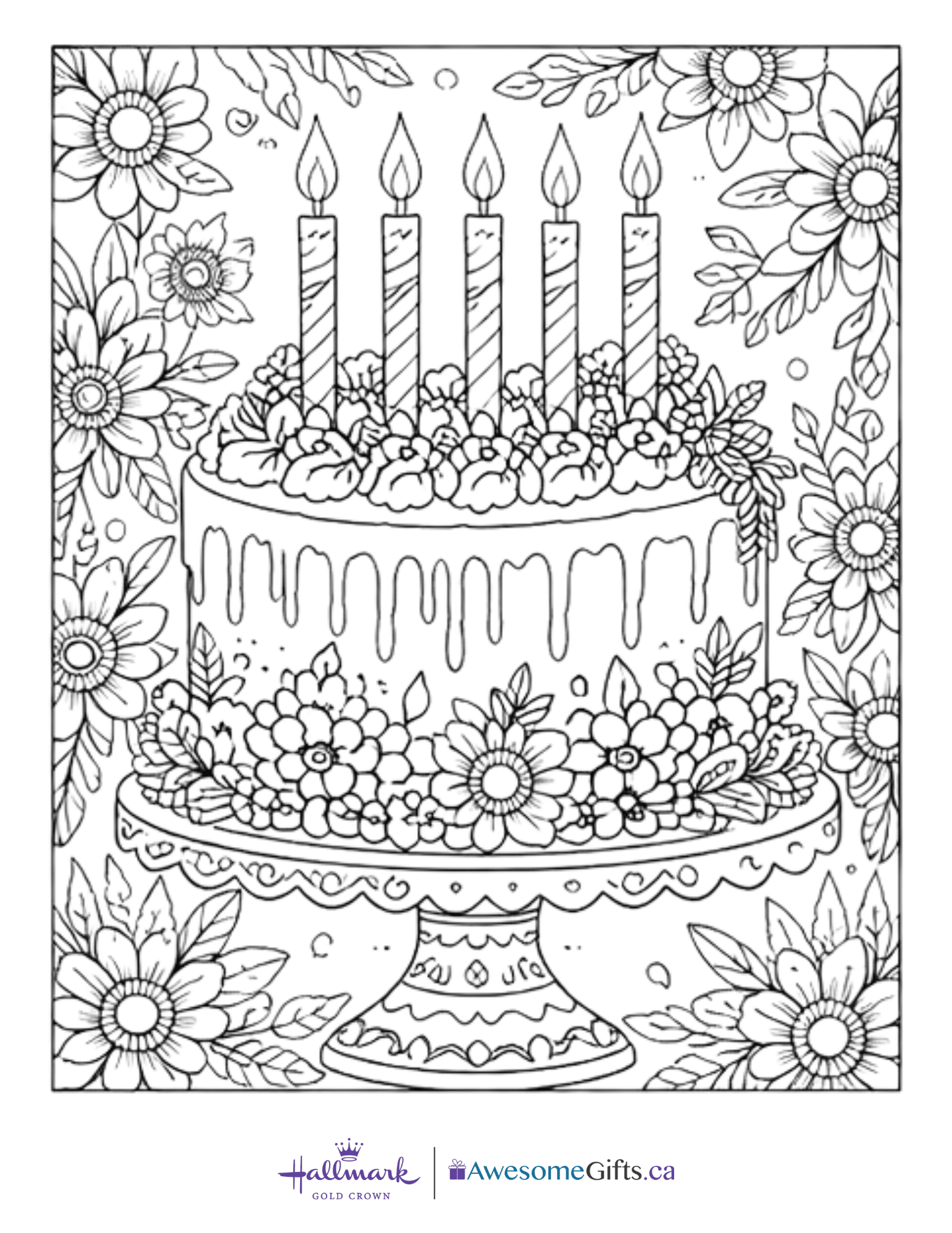 Hallmark Awesome Gifts | Printable Birthday Colouring Pages