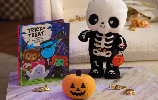 Trick or Treat! Halloween Press-and-Play Sound Book and the Trick-or-Treat Skeleton Plush With Sound and Motion